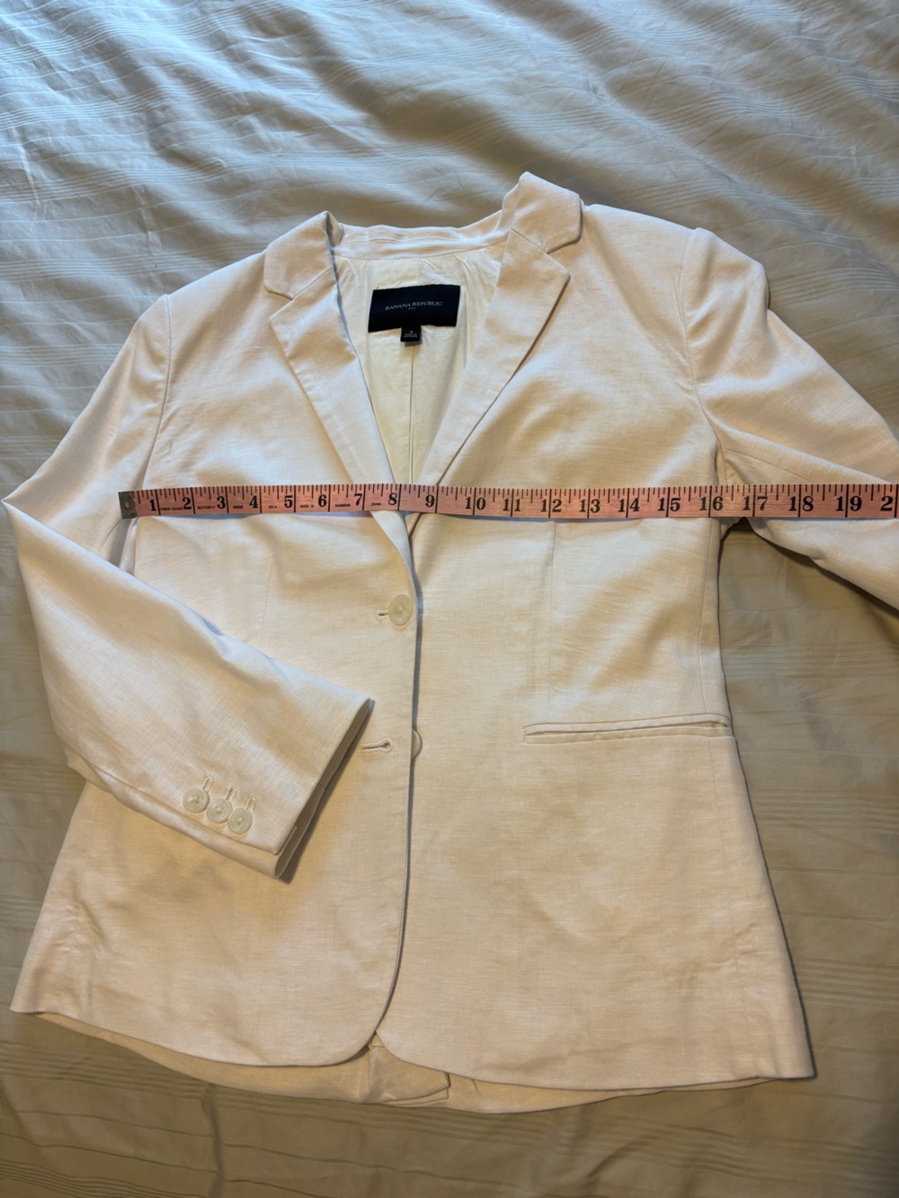 Banana Republic white Single-Breasted Linen Blazer